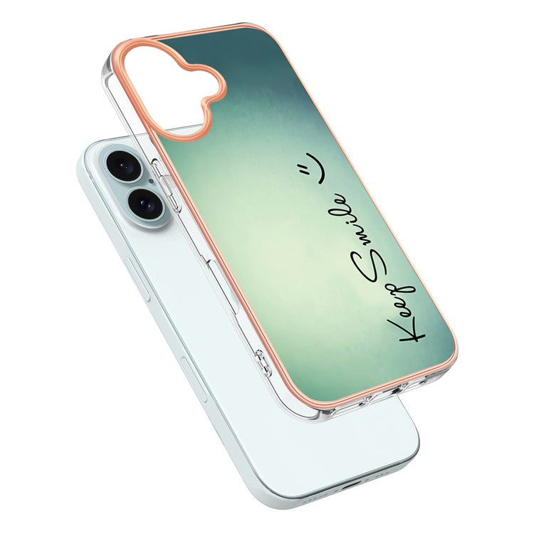 YB IMD Series-16 Style-E For iPhone 16 Plus TPU Case Pattern Printing Phone Back Cover - Keep Smile