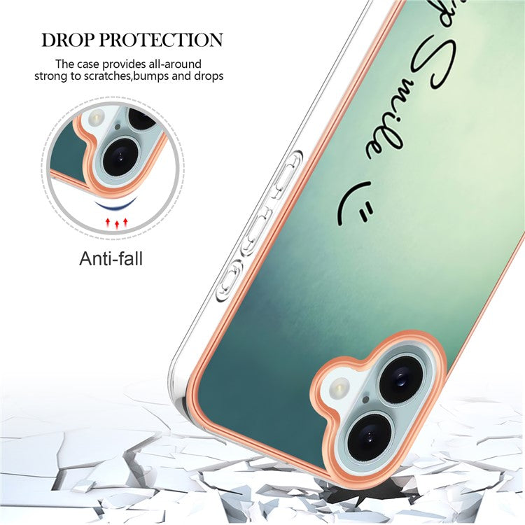 YB IMD Series-16 Style-E For iPhone 16 Plus TPU Case Pattern Printing Phone Back Cover - Keep Smile