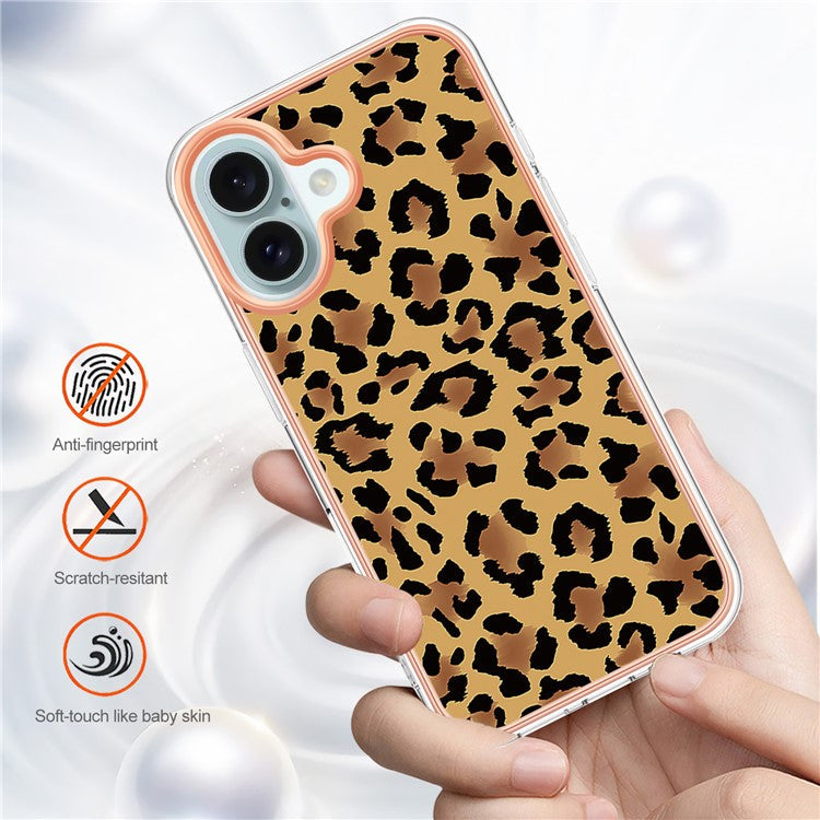 YB IMD Series-16 Style-E For iPhone 16 Plus TPU Case Pattern Printing Phone Back Cover - Leopard Print