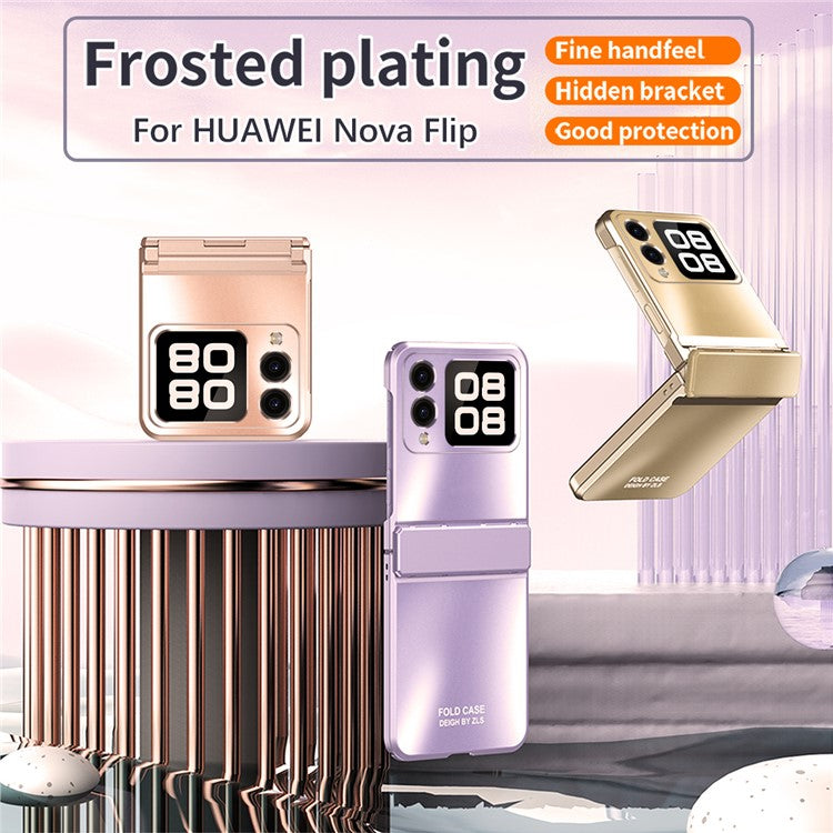 For Huawei nova Flip 5G Case Electroplating Hard PC Protective Phone Cover - Rose Gold