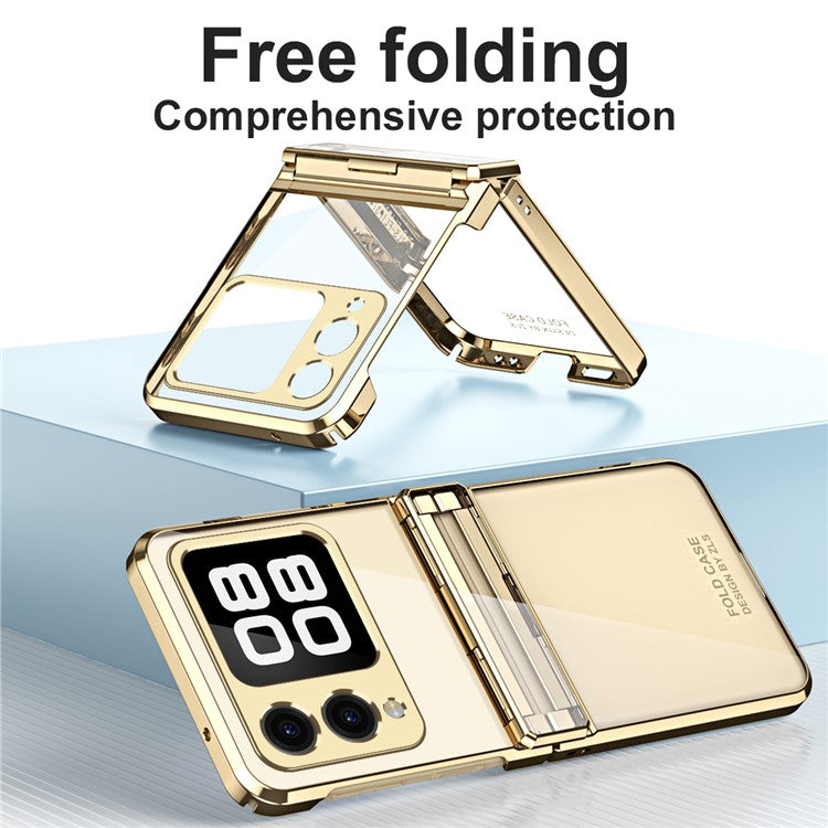 For Huawei nova Flip 5G Case Electroplating PC Folding Phone Cover - Rose Gold