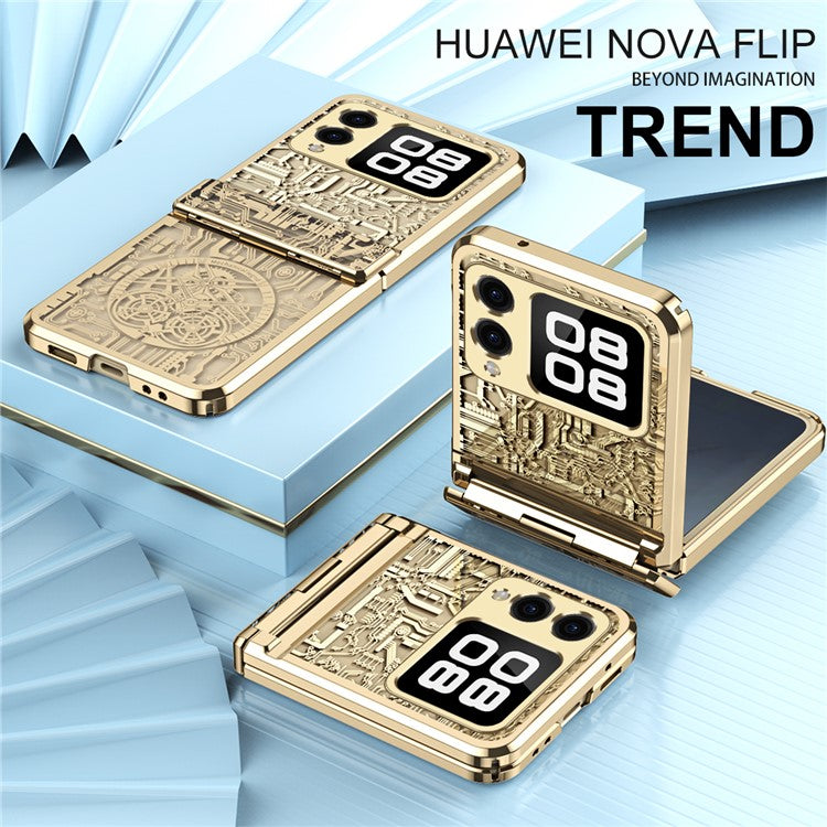For Huawei nova Flip 5G Case Mechanical Legend Electroplating PC Phone Cover - Champagne Gold