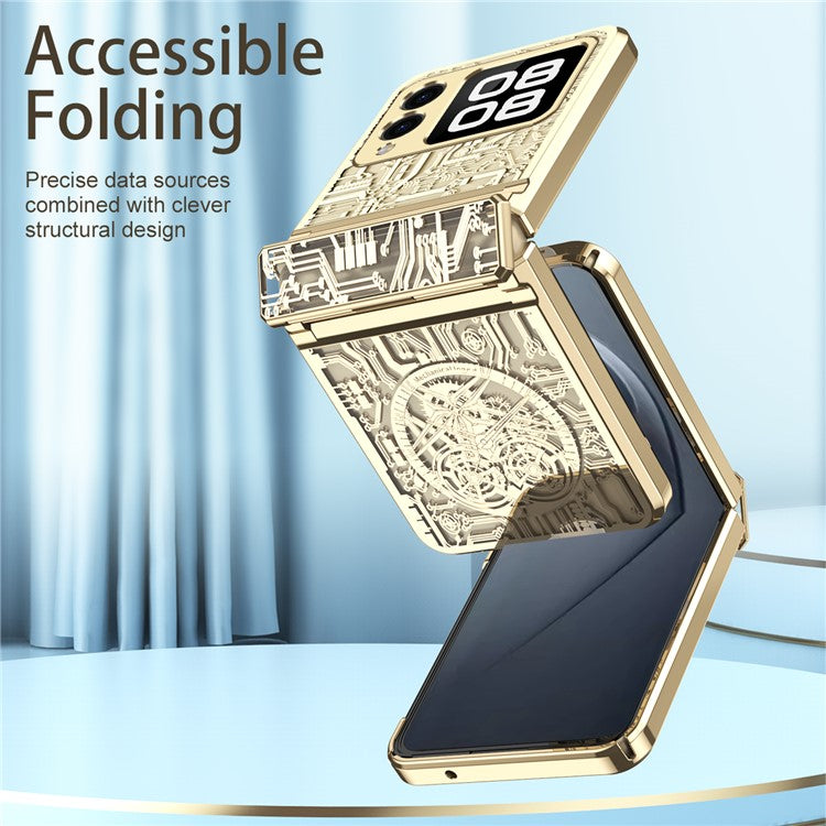 For Huawei nova Flip 5G Case Mechanical Legend Electroplating PC Phone Cover - Champagne Gold