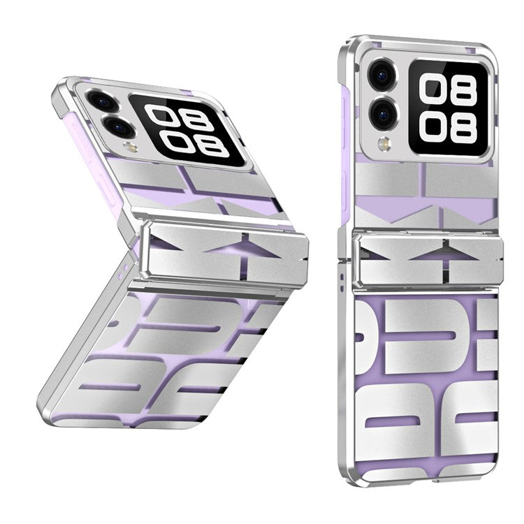 For Huawei nova Flip 5G Case Hard PC Electroplating Phone Cover with Hinge Protection - Silver