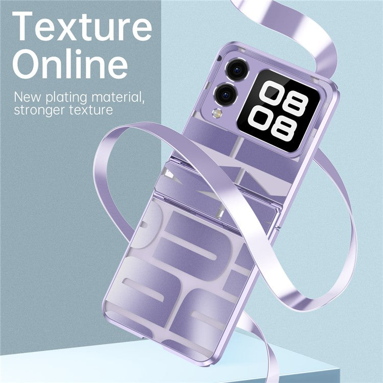 For Huawei nova Flip 5G Case Hard PC Electroplating Phone Cover with Hinge Protection - Silver