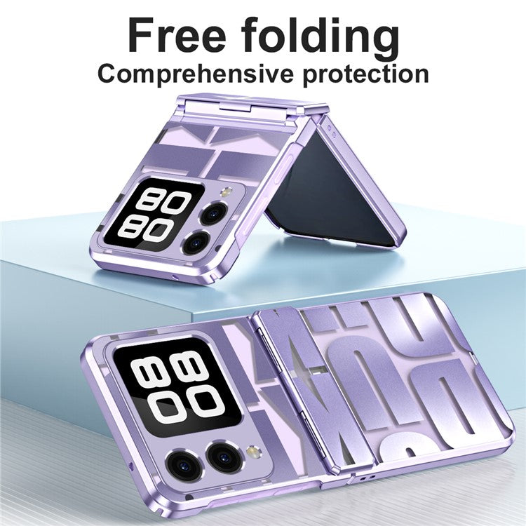 For Huawei nova Flip 5G Case Hard PC Electroplating Phone Cover with Hinge Protection - Silver