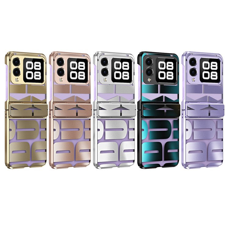 For Huawei nova Flip 5G Case Hard PC Electroplating Phone Cover with Hinge Protection - Silver