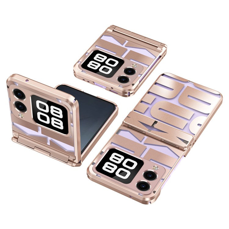 For Huawei nova Flip 5G Case Hard PC Electroplating Phone Cover with Hinge Protection - Rose Gold