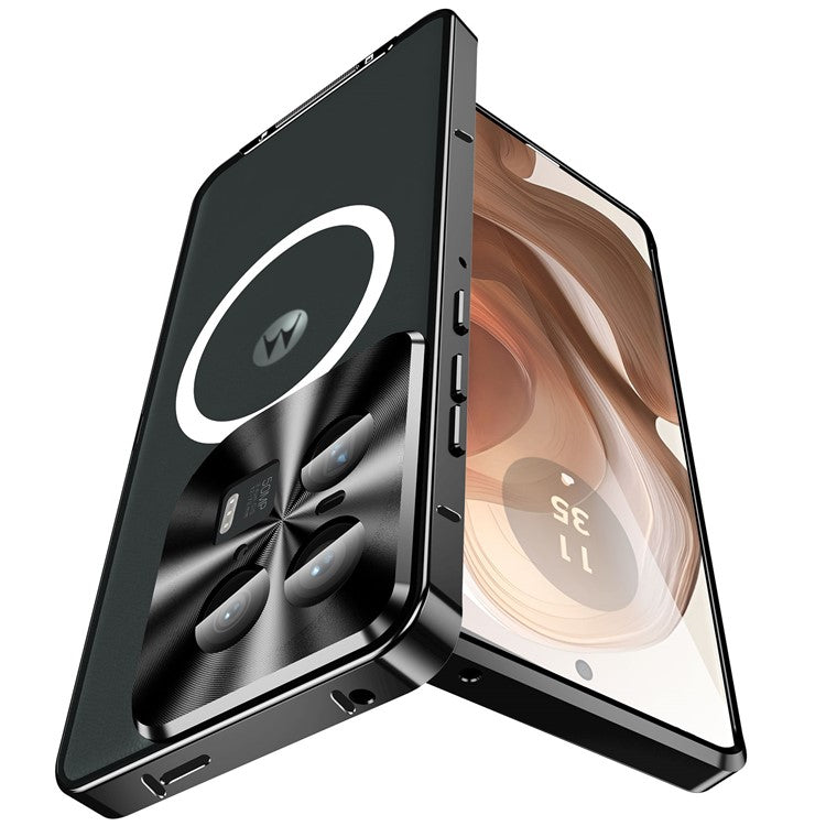 Magic Shield Magnetic Series for Motorola Moto X50 Ultra 5G / Edge 50 Ultra 5G Case Metal+TPU Phone Cover with Lens Guard - Black