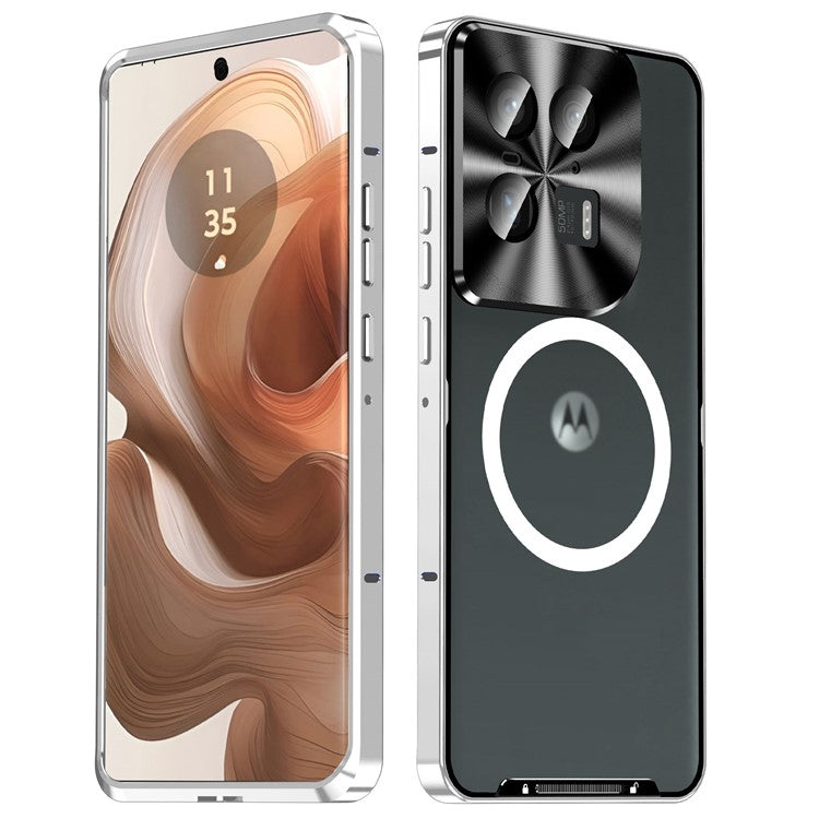 Magic Shield Magnetic Series for Motorola Moto X50 Ultra 5G / Edge 50 Ultra 5G Case Metal+TPU Phone Cover with Lens Guard - Silver