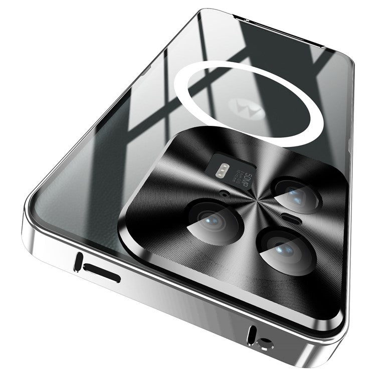 Magic Shield Magnetic Series for Motorola Moto X50 Ultra 5G / Edge 50 Ultra 5G Case Metal+TPU Phone Cover with Lens Guard - Silver