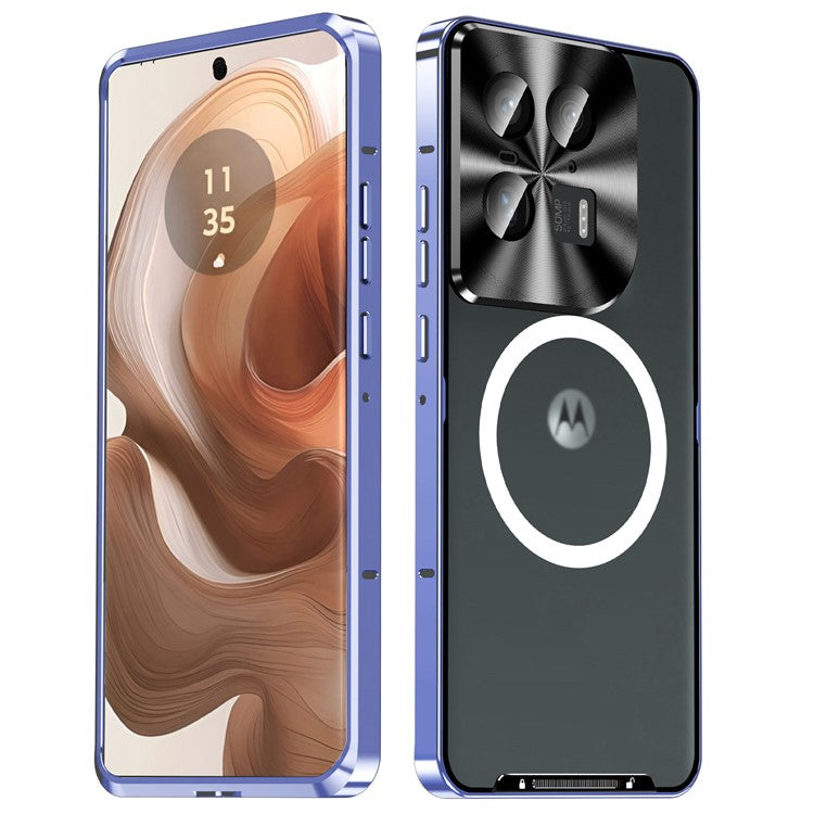 Magic Shield Magnetic Series for Motorola Moto X50 Ultra 5G / Edge 50 Ultra 5G Case Metal+TPU Phone Cover with Lens Guard - Purple