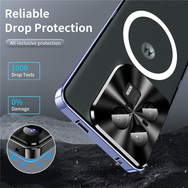Magic Shield Magnetic Series for Motorola Moto X50 Ultra 5G / Edge 50 Ultra 5G Case Metal+TPU Phone Cover with Lens Guard - Purple