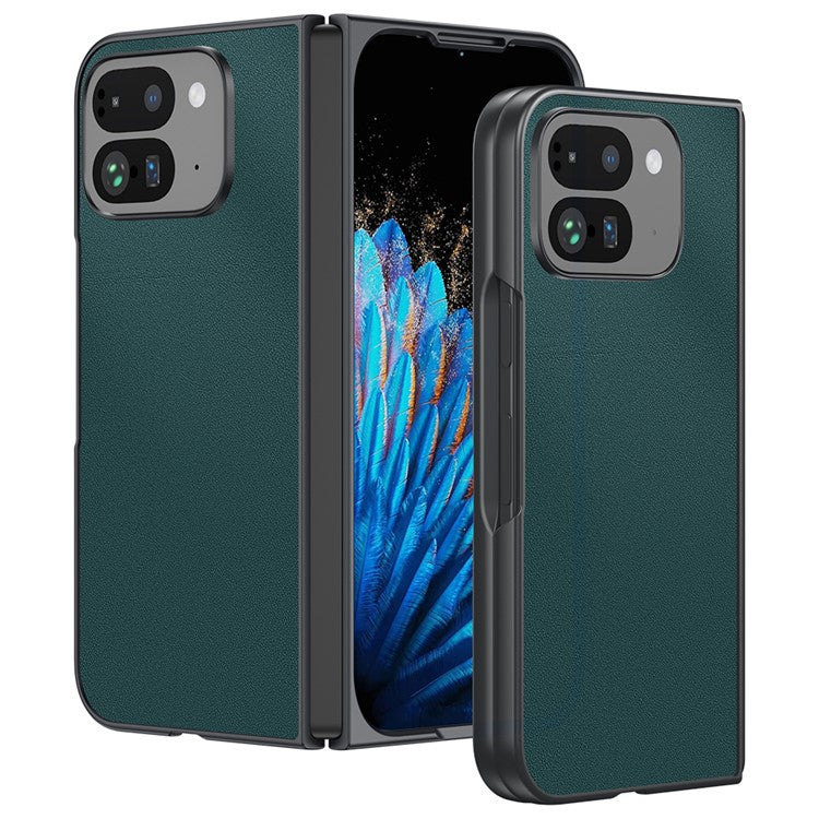 For Google Pixel 9 Pro Fold 5G Case PU Leather Coated PC Anti-Drop Folding Phone Cover - Green