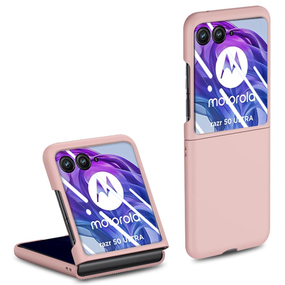 For Motorola Razr 50 Ultra 5G Case Skin-touch PC Phone Cover with Rear Screen Protector - Pink