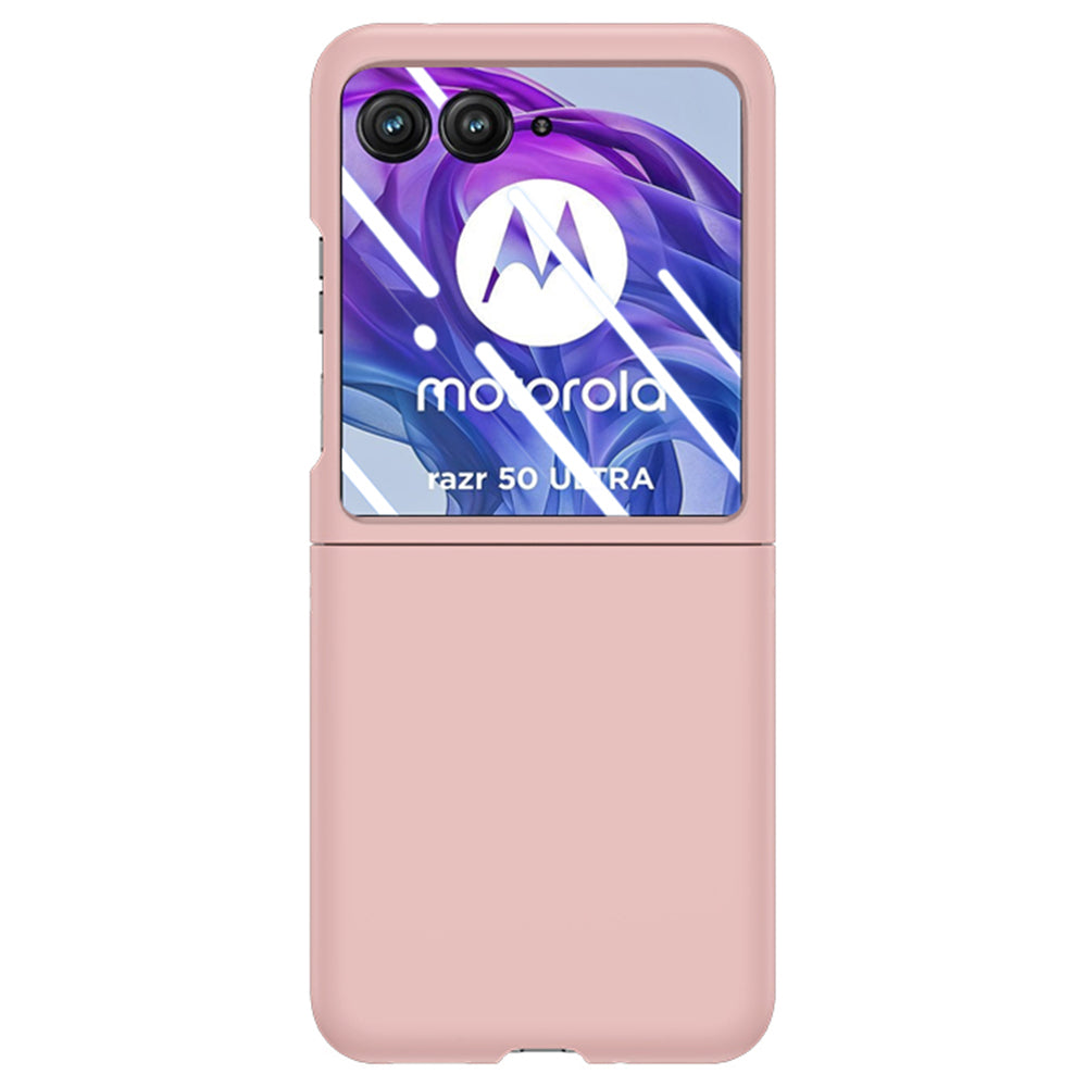 For Motorola Razr 50 Ultra 5G Case Skin-touch PC Phone Cover with Rear Screen Protector - Pink