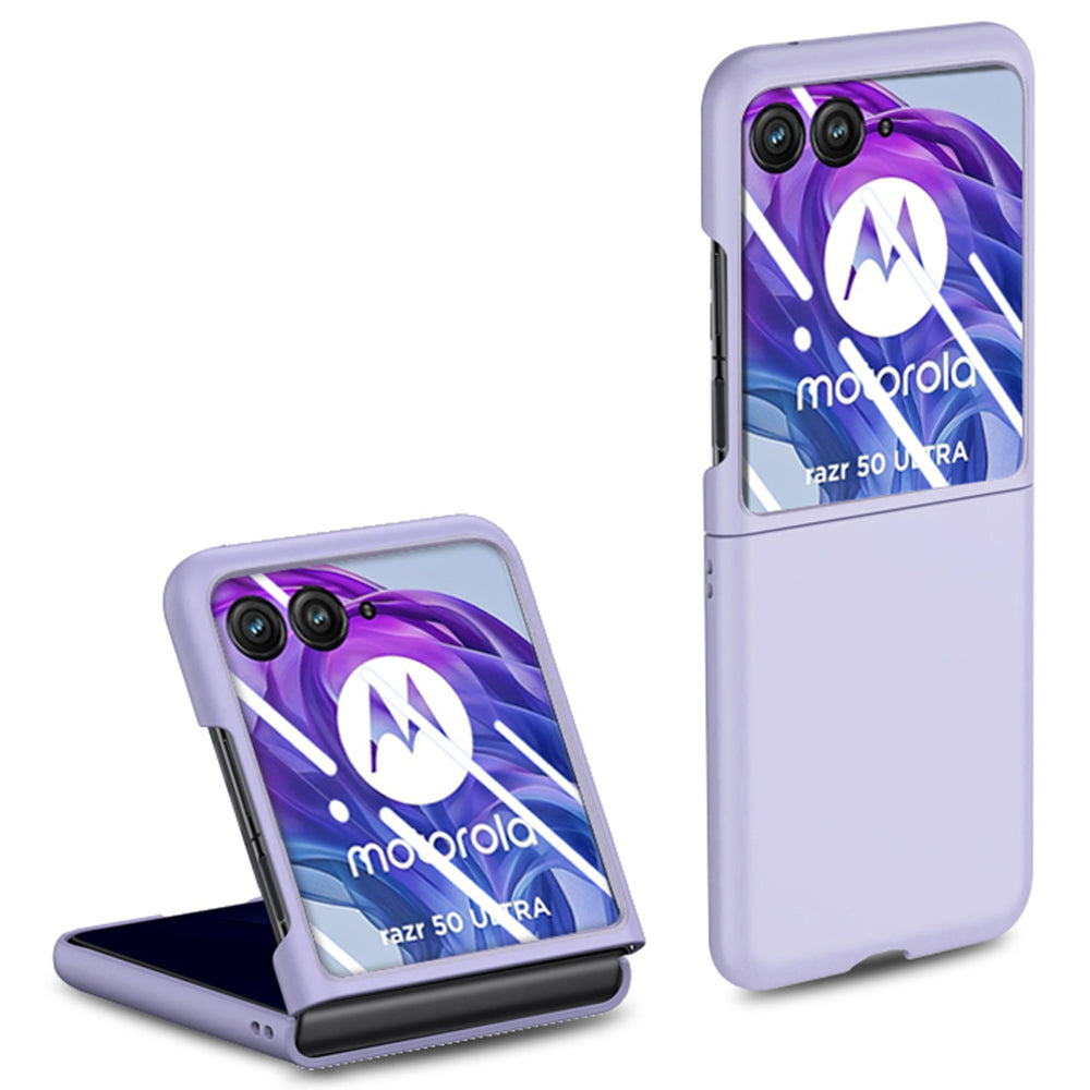 For Motorola Razr 50 Ultra 5G Case Skin-touch PC Phone Cover with Rear Screen Protector - Purple