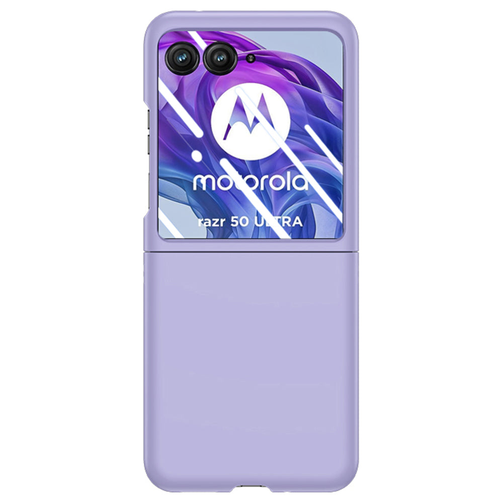 For Motorola Razr 50 Ultra 5G Case Skin-touch PC Phone Cover with Rear Screen Protector - Purple