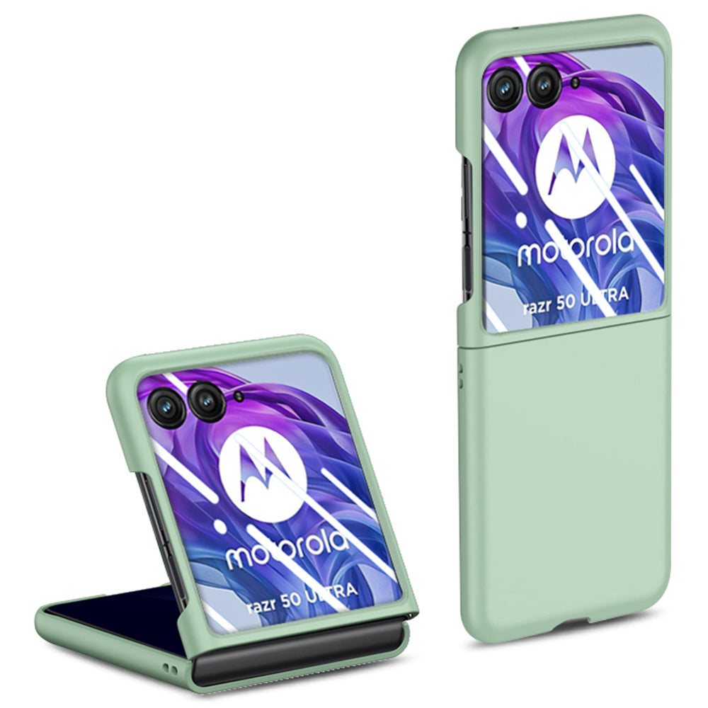 For Motorola Razr 50 Ultra 5G Case Skin-touch PC Phone Cover with Rear Screen Protector - Light Green