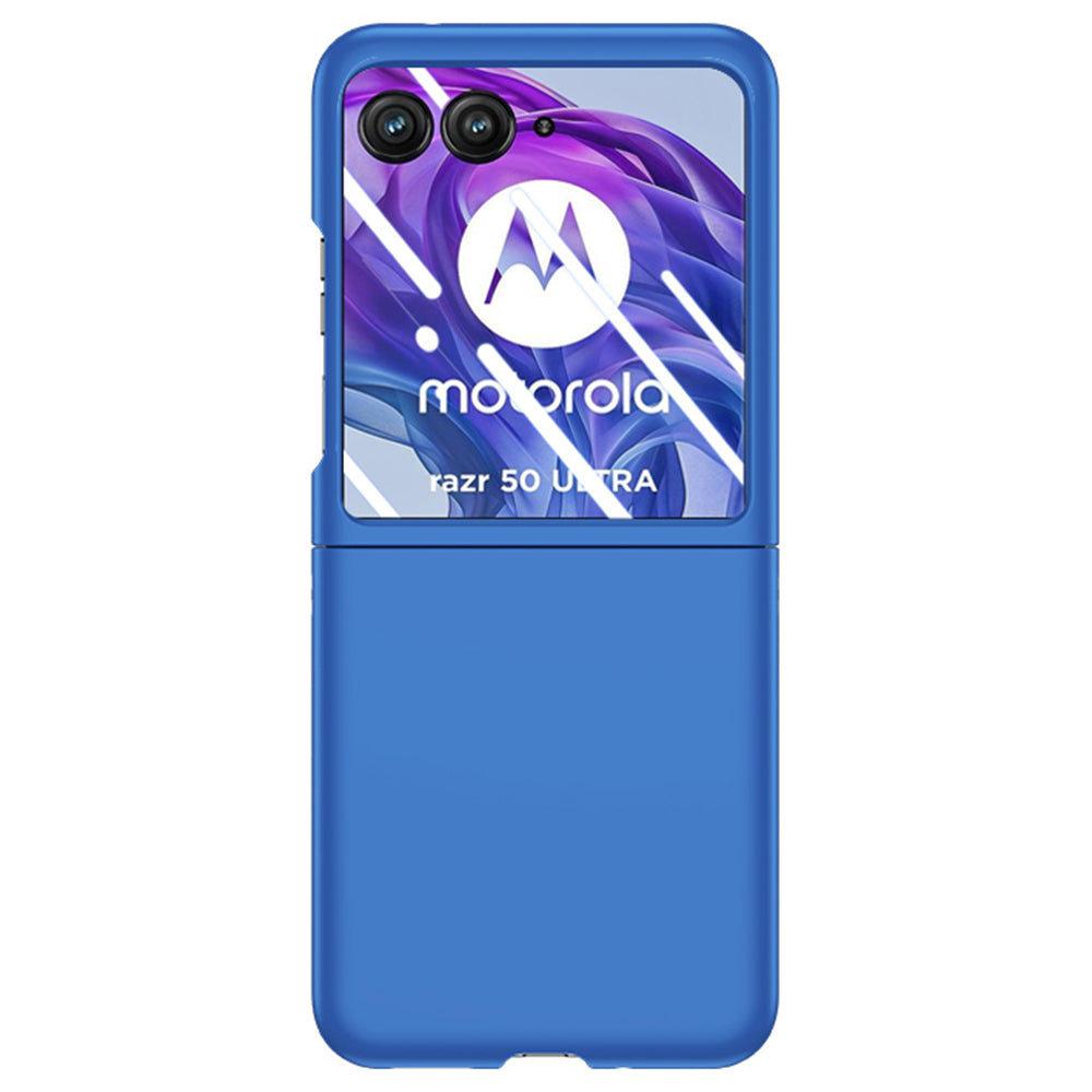 For Motorola Razr 50 Ultra 5G Case Skin-touch PC Phone Cover with Rear Screen Protector - Dark Blue