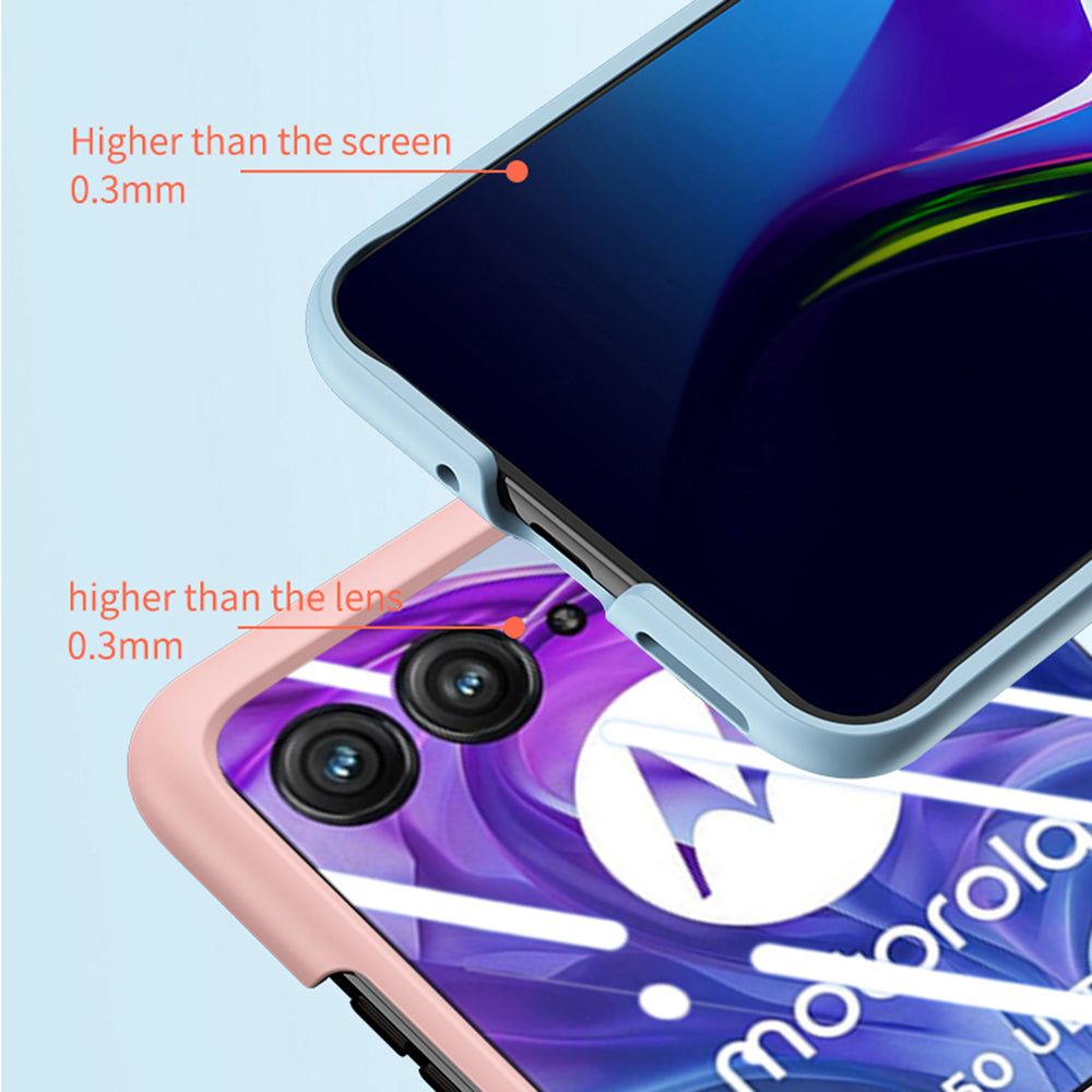 For Motorola Razr 50 Ultra 5G Case Skin-touch PC Phone Cover with Rear Screen Protector - Dark Blue