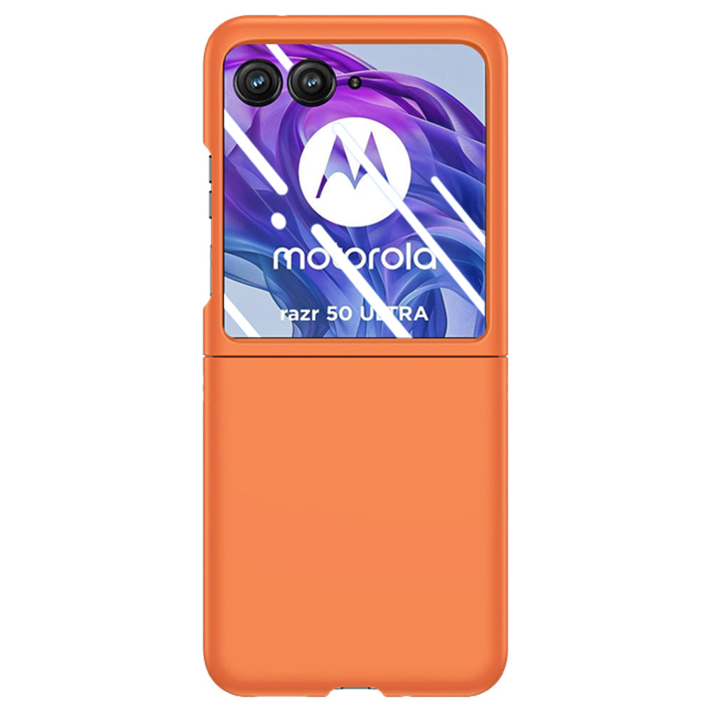 For Motorola Razr 50 Ultra 5G Case Skin-touch PC Phone Cover with Rear Screen Protector - Orange