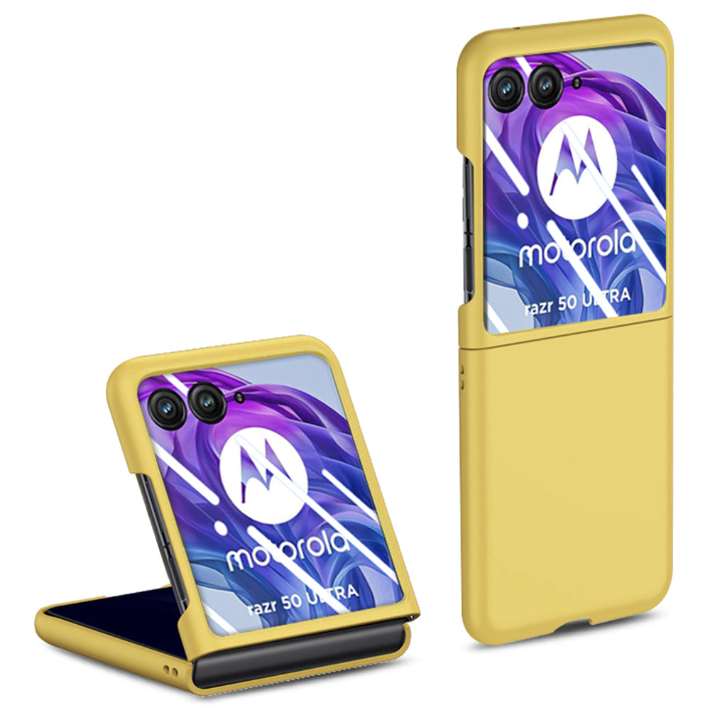For Motorola Razr 50 Ultra 5G Case Skin-touch PC Phone Cover with Rear Screen Protector - Yellow