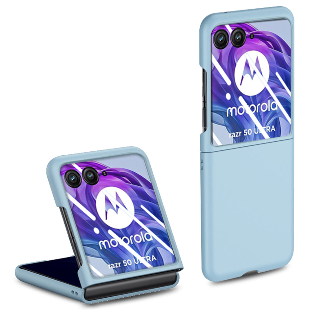 For Motorola Razr 50 Ultra 5G Case Skin-touch PC Phone Cover with Rear Screen Protector - Baby Blue