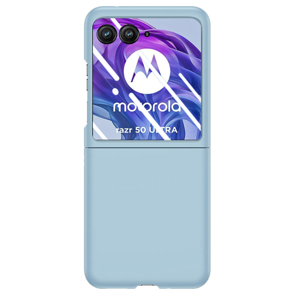 For Motorola Razr 50 Ultra 5G Case Skin-touch PC Phone Cover with Rear Screen Protector - Baby Blue