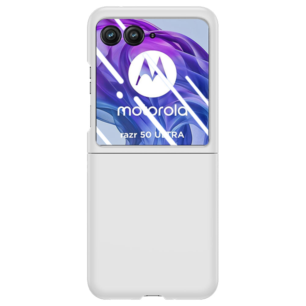 For Motorola Razr 50 Ultra 5G Case Skin-touch PC Phone Cover with Rear Screen Protector - White