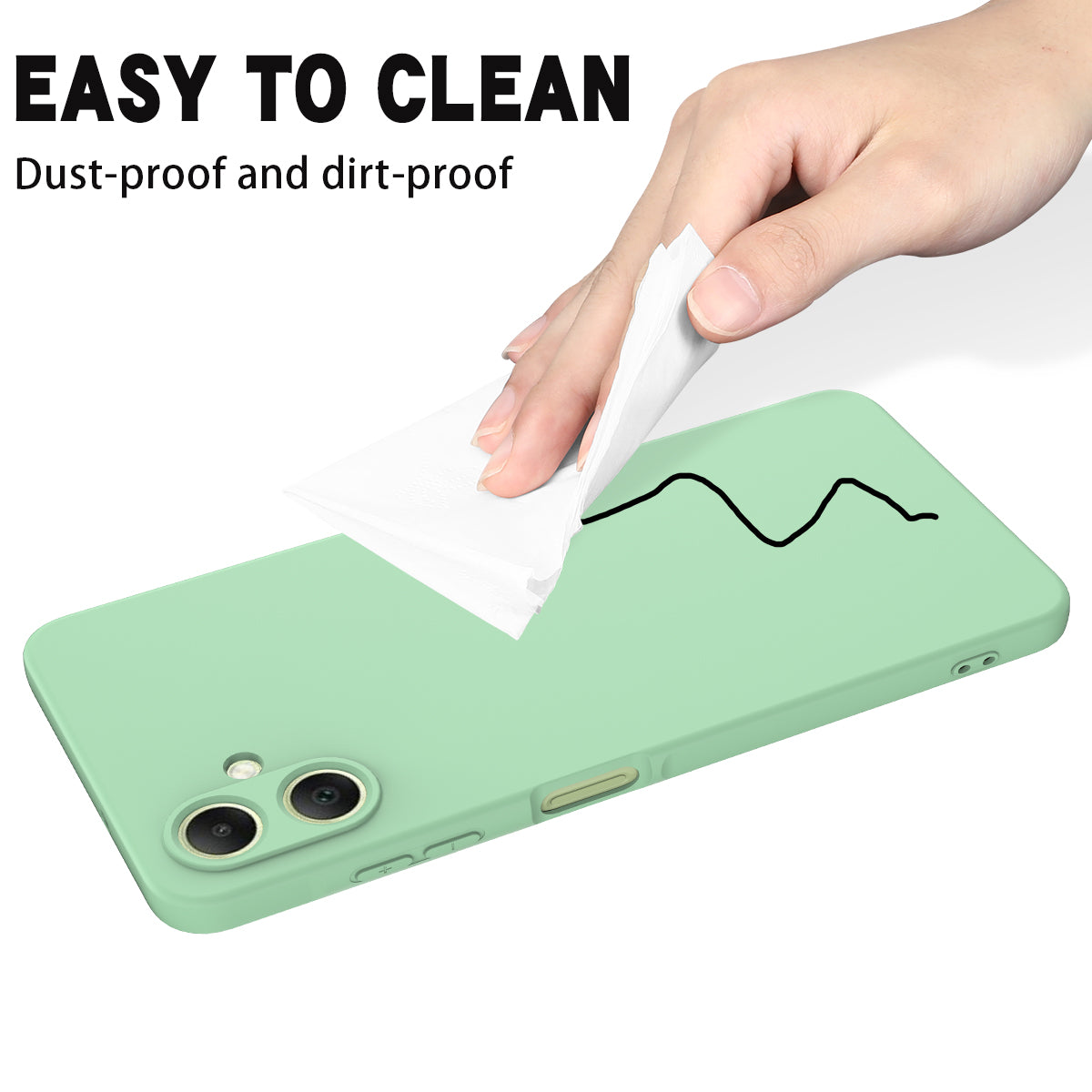 For Samsung Galaxy A06 Case Liquid Silicone Anti-scratch Phone Cover with Hand Strap - Green
