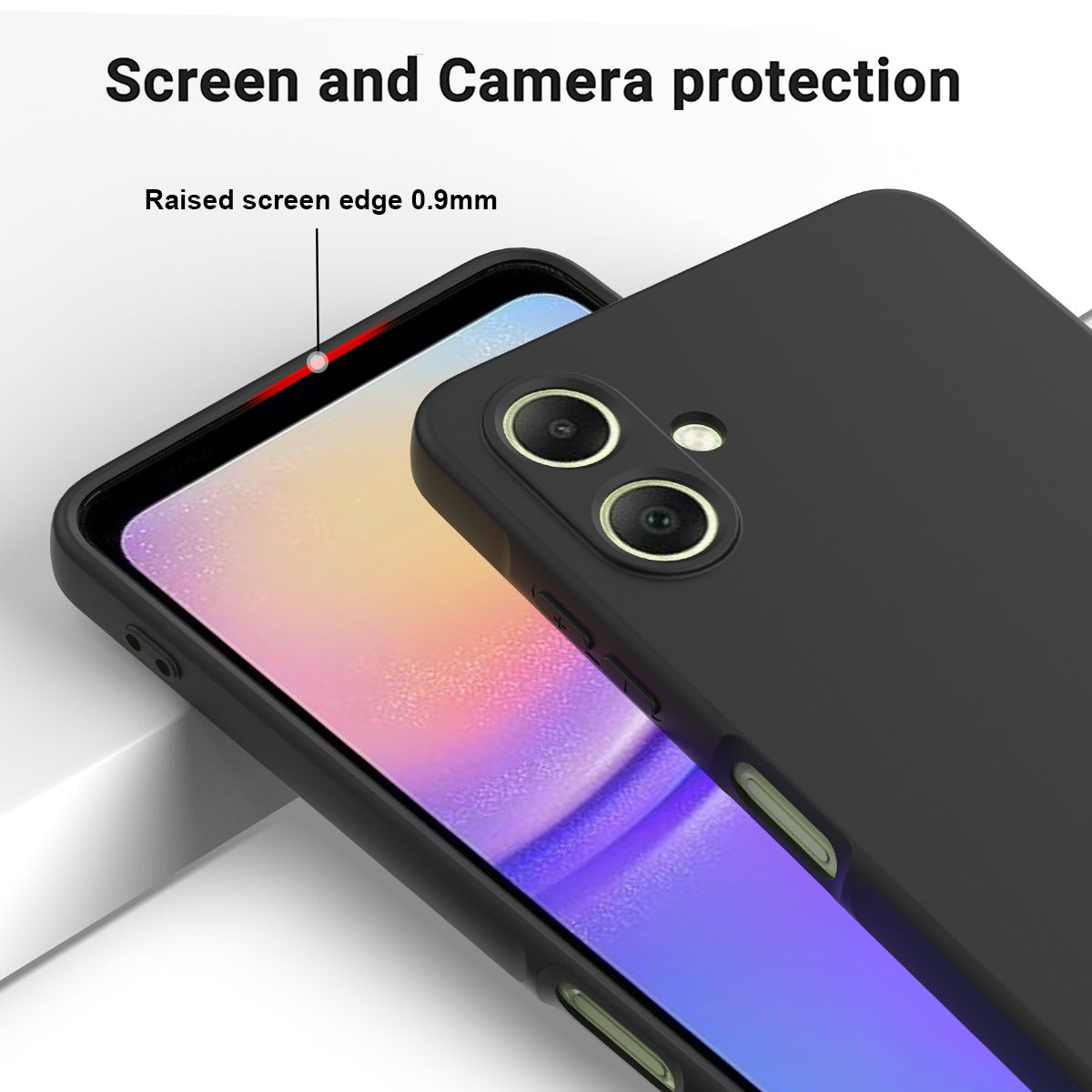 For Samsung Galaxy A06 Case Liquid Silicone Anti-scratch Phone Cover with Hand Strap - Black