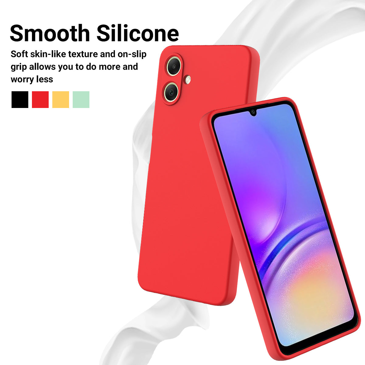 For Samsung Galaxy A06 Case Liquid Silicone Anti-scratch Phone Cover with Hand Strap - Red