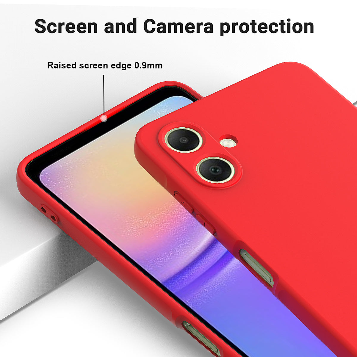 For Samsung Galaxy A06 Case Liquid Silicone Anti-scratch Phone Cover with Hand Strap - Red