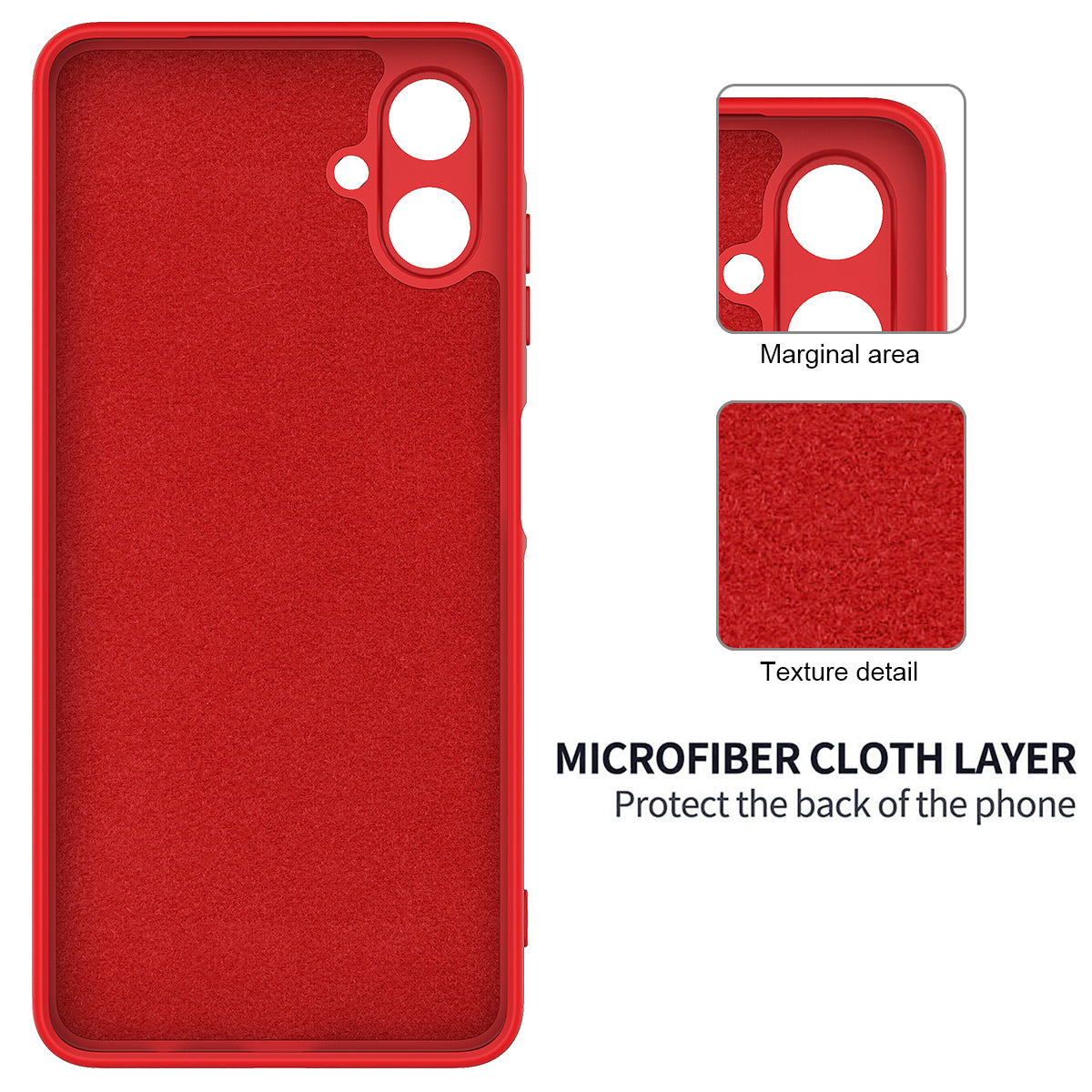 For Samsung Galaxy A06 Case Liquid Silicone Anti-scratch Phone Cover with Hand Strap - Red