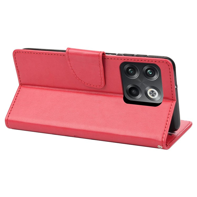 For OnePlus 10T 5G / Ace Pro 5G Wallet Stand PU Leather Imprinting Flower Butterflies Case Full Protection Inner TPU Phone Cover with Strap - Red