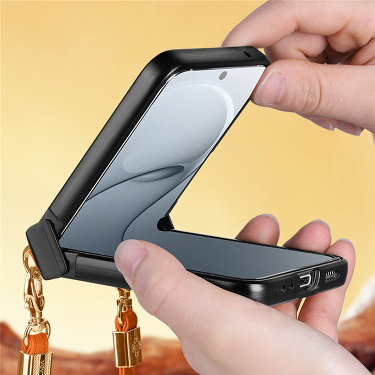 SULADA For Huawei nova Flip 5G Case Rhombus Leather+PC Phone Cover with Shoulder Strap - Sapphire