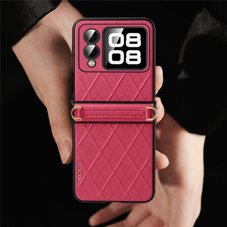 SULADA For Huawei nova Flip 5G Case Rhombus Leather+PC Phone Cover with Shoulder Strap - Black