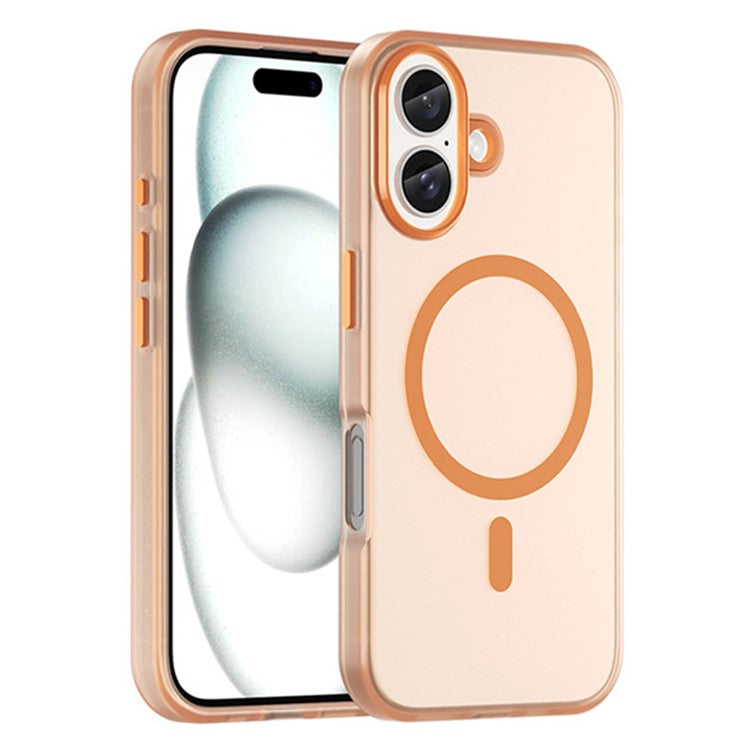 For iPhone 16 Case Compatible with MagSafe Skin-Touch PC+TPU Matte Phone Cover - Orange