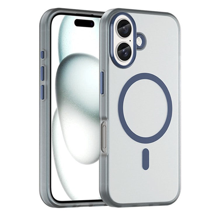 For iPhone 16 Case Compatible with MagSafe Skin-Touch PC+TPU Matte Phone Cover - Dark Blue