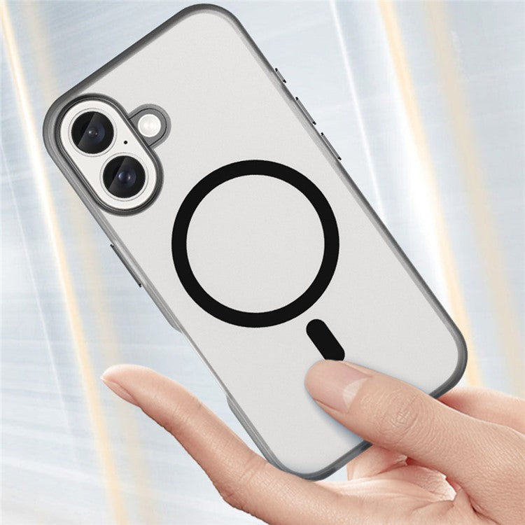 For iPhone 16 Case Compatible with MagSafe Skin-Touch PC+TPU Matte Phone Cover - Dark Blue