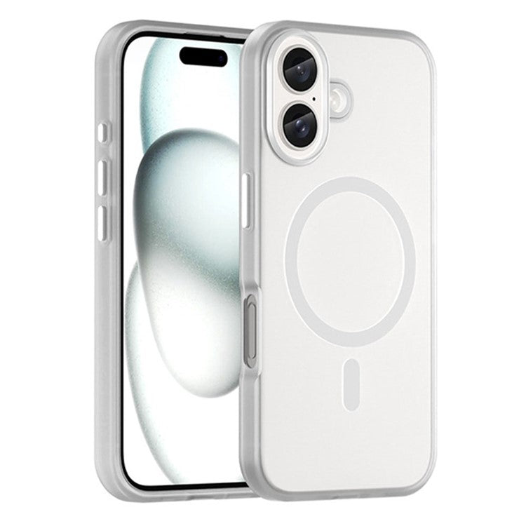 For iPhone 16 Case Compatible with MagSafe Skin-Touch PC+TPU Matte Phone Cover - White
