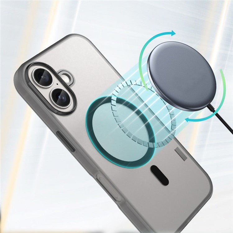 For iPhone 16 Case Compatible with MagSafe Skin-Touch PC+TPU Matte Phone Cover - White