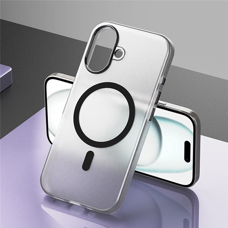 For iPhone 16 Case Compatible with MagSafe Skin-Touch PC+TPU Matte Phone Cover - White