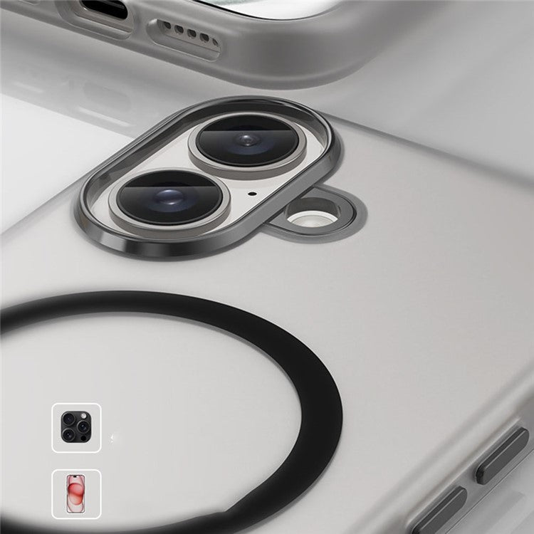 For iPhone 16 Case Compatible with MagSafe Skin-Touch PC+TPU Matte Phone Cover - White