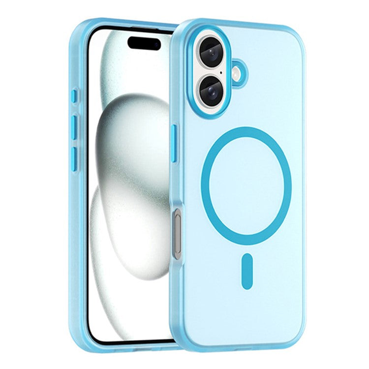 For iPhone 16 Plus Case Compatible with MagSafe Skin-Touch PC+TPU Matte Phone Cover - Blue