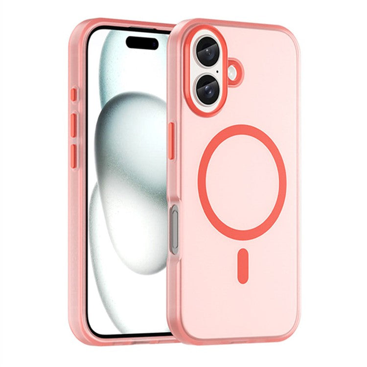 For iPhone 16 Plus Case Compatible with MagSafe Skin-Touch PC+TPU Matte Phone Cover - Red