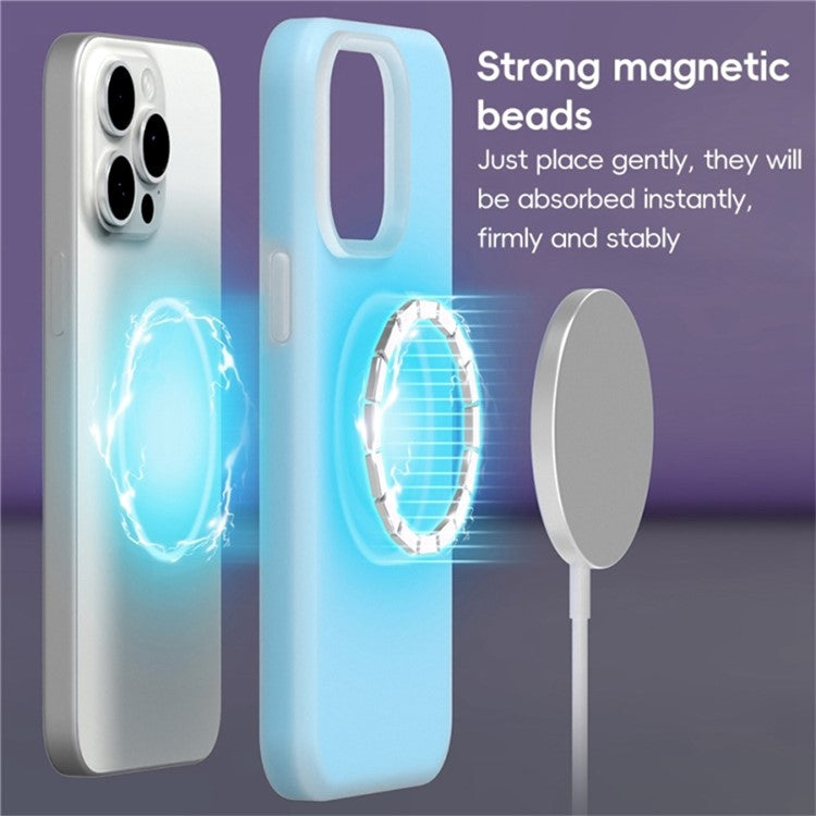 For iPhone 16 Pro Magnetic Case Liquid Silicone Shockproof Phone Cover - Blue