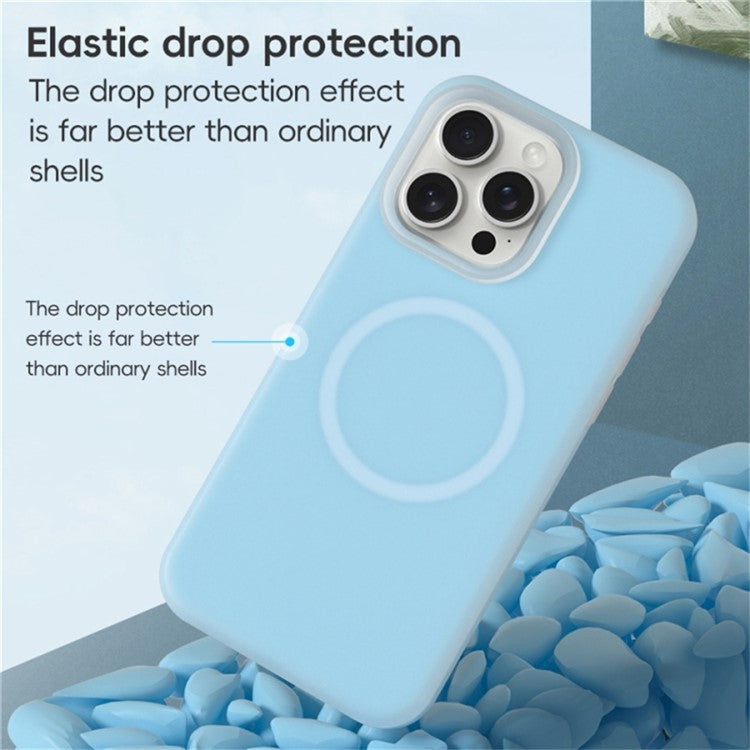 For iPhone 16 Pro Magnetic Case Liquid Silicone Shockproof Phone Cover - Blue