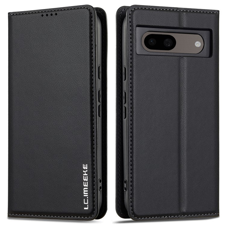 LC.IMEEKE L1 Series for Google Pixel 8 Case PU Leather Wallet Stand Protective Phone Cover - Black